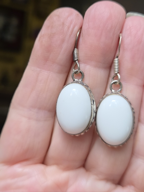 Kharma Collection by Avelon Jewelry - White Coral Natiral Sterling Earrings